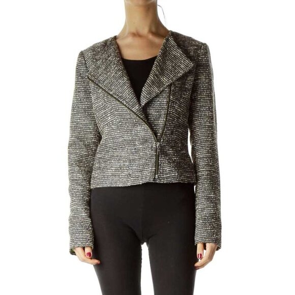 Tahari Jackets & Blazers - Tahari Brown Tweed Zippered Jacket